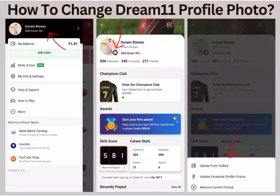 Dream11 Profile Photo Change